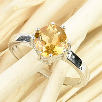 Citrine ring diamond standard cut Ag 925/1000 + Rh