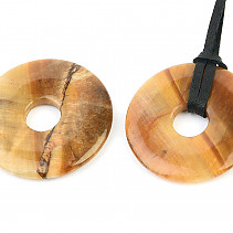 Tiger eye light donut pendant on leather 30mm