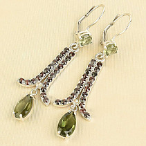 Earrings with stones and garnets Ag 925/1000 + Rh 6.3g