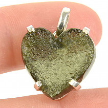 Přívěsek srdce vltavín surový Ag 925/1000 4,0g
